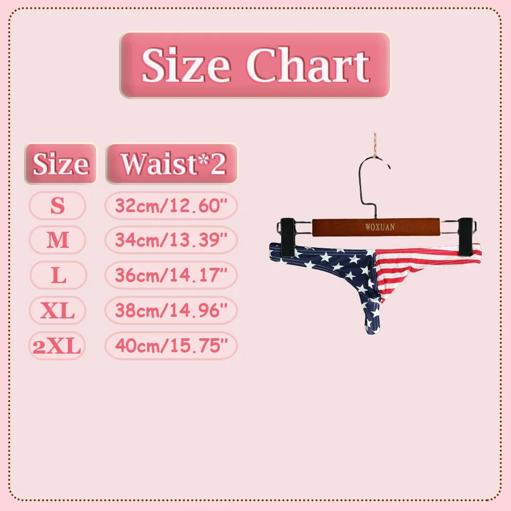 Fashion American Flag Printed Men Panties Underwear G Strings Sexy Flag Striped Printed Bugle Pouch Male Underpant Briefs Thongs