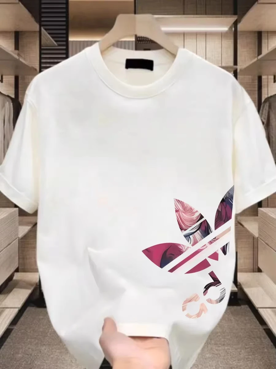 Trendy Light luxury Pure Cotton T-shirt, Versatile for Men and Women, Summer Casual Half Sleeve