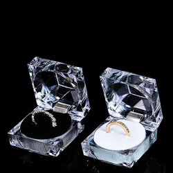 Transparent Crystal Ring Box Jewelry Packaging Box High Quality Acrylic Earring Wedding Storage Clear Packaging Gift Case