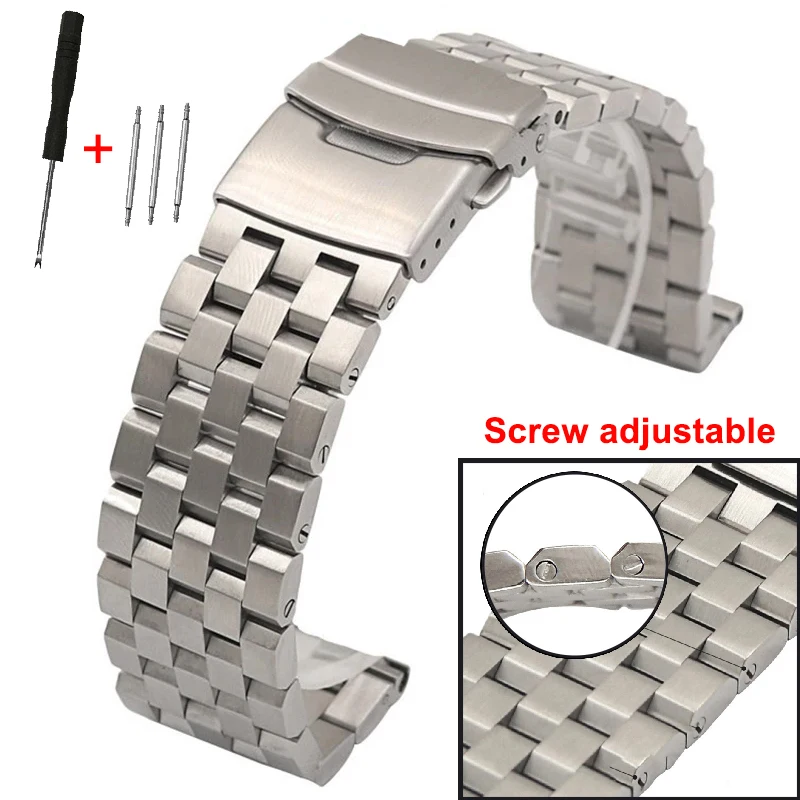 

Premium Solid Stainless Steel Straps for Seiko Watchbands Men Bracelet 22mm with Tool 18mm 20mm 24mm Watch Rigid Bracelet