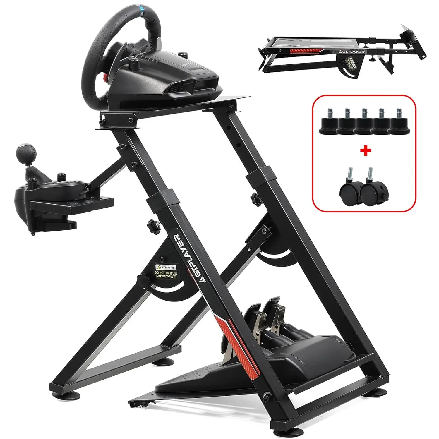 

Universal Racing Wheel Stand Simulator Cockpit with Adjustable Height and Foldable Design, Compatible with Major Gaming Wheels
