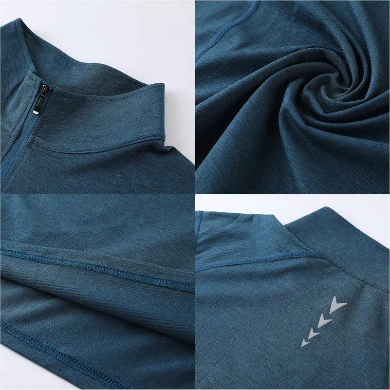 3-Piece Men's Autumn Fitness Long-Sleeved Quick-Dry Running Sweatshirt Half-Zipper Training Top Custom Print Available