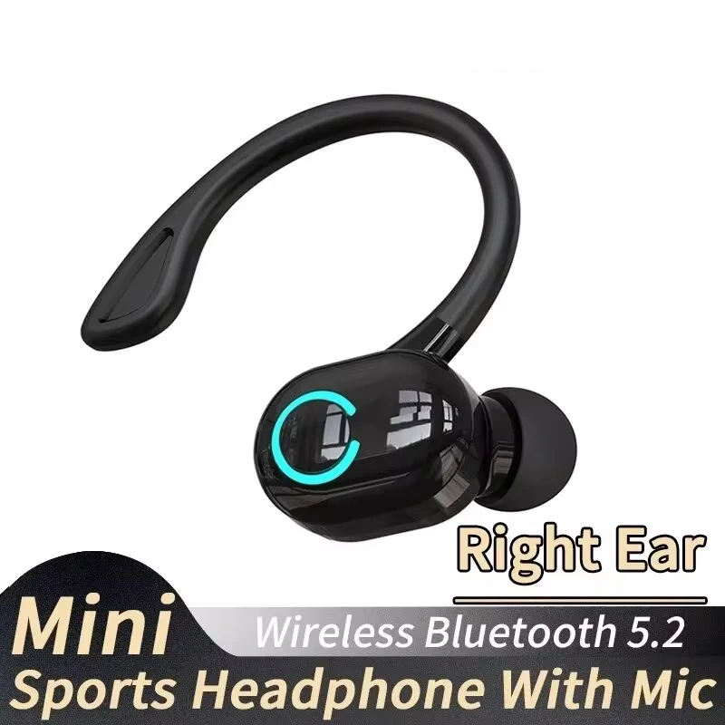 Bluetooth 5.2 Business Wireless Headphone Ear-Hook Mini HIFI Bass Noise Cancelling Earphone With Mic Earbuds Sport Game Headset