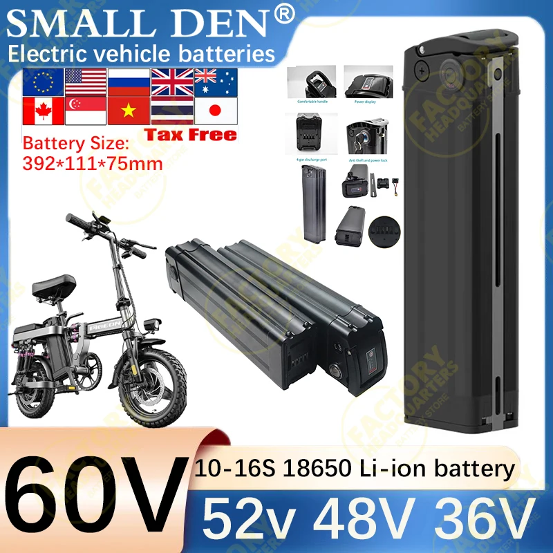 

36V 48V 52V 60V 10Ah 12Ah 15Ah 20Ah 18650 high-capacity lithium battery pack Suitable for Silver Fish motors below 1500W 1800W
