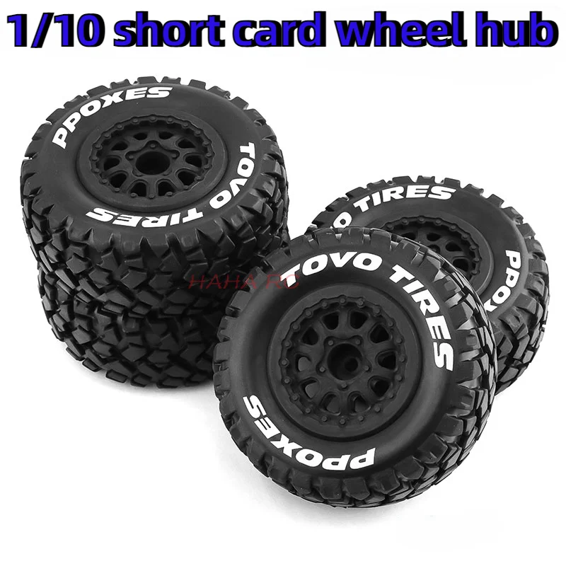 4PCS 1/10 RC Car short truck all-terrain gravel track type tire leather wheel hub off-road climbing desert truck W103