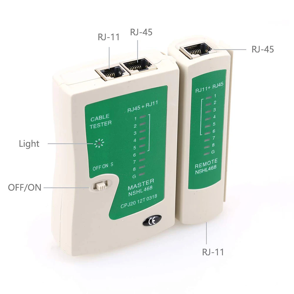 Тестер сетевого кабеля AMPCOM RJ45 Тестер Ethernet-кабеля Lan Test Tool для Cat5 Cat6 CAT7 8P 6P LAN-кабеля и телефонного кабеля RJ11