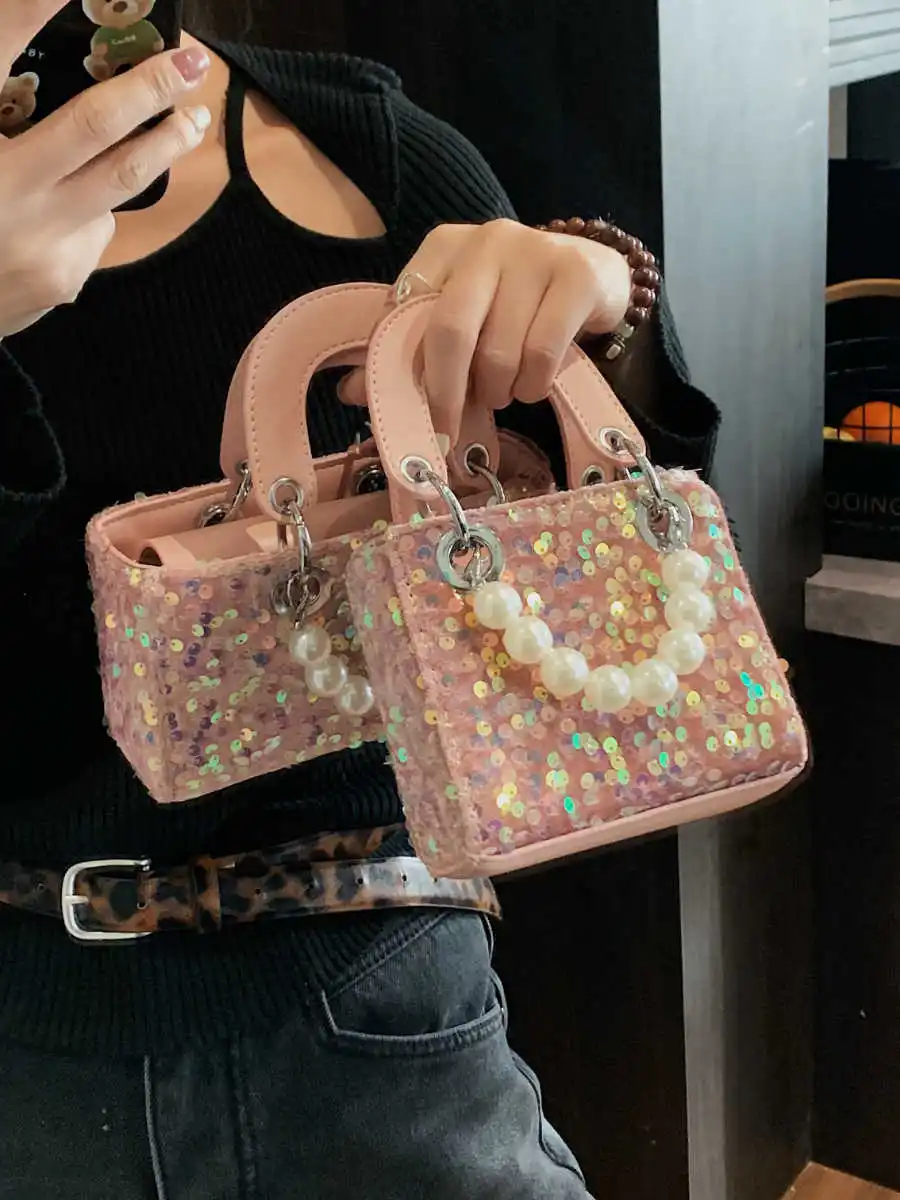 luz-de-luxo-lantejoulas-bolsas-femininas-novo-chique-perola-corrente-festa-um-ombro-crossbody-sacos-moda-nicho-mini-sacos-quadrados