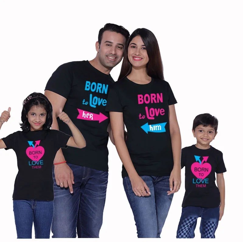 

Born To Love T Shirt Family Matching Outfits Mom and Dad and Children T-shirt