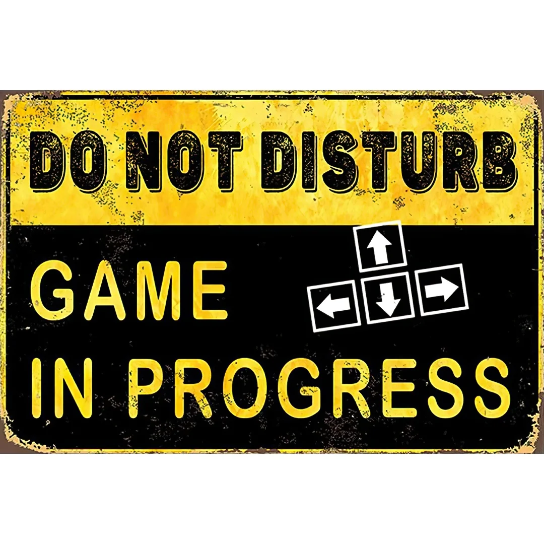 Retro estanho sinal não perturbe sinal engraçado gamer decoração gamer quarto sinal menino decoração homem caverna arte da parede decoração engraçado jogo sinais porta sinal