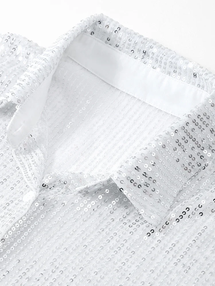 Модная однотонная блестящая блузка для женщин, шикарная женская рубашка с отложным воротником и длинными рукавами, элегантная однобортная женская свободная блузка