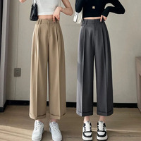 Xpqbb 2024 Summer New Korean Style Ankle Length Pants Women High Waist Loose Office Lady Suit Pants Streetwear Casual Pants