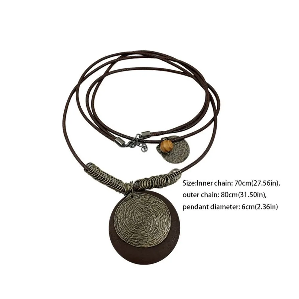 Moda estilo étnico de madeira longa borla colares estilo bohemiano elegante camisola corrente originalidade para mulher colar