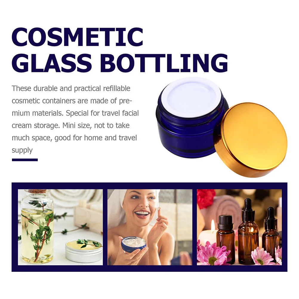 

10Pcs Refillable Face Cream Containers Mini Glass Jars Leakproof Sub Packaging Bottles for Travel Face Cream Container