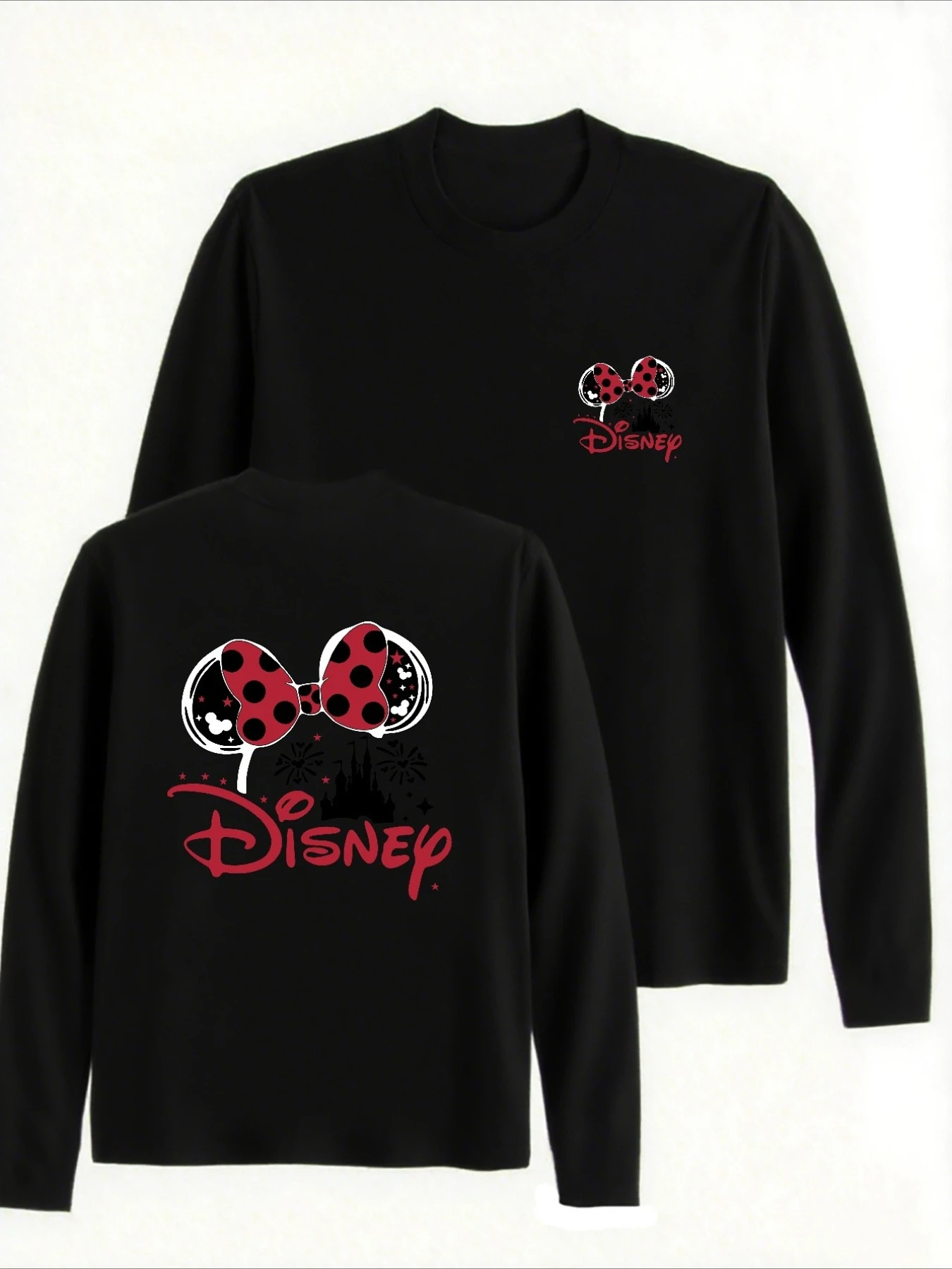 2025 ดิสนีย์มินนี่เมาส์ปราสาทเสื้อกันหนาวผู้ชายและผู้หญิงคอกลมแขนยาวเสื้อการ์ตูนเสื้อลำลองหญิงเสื้อฮู้ด