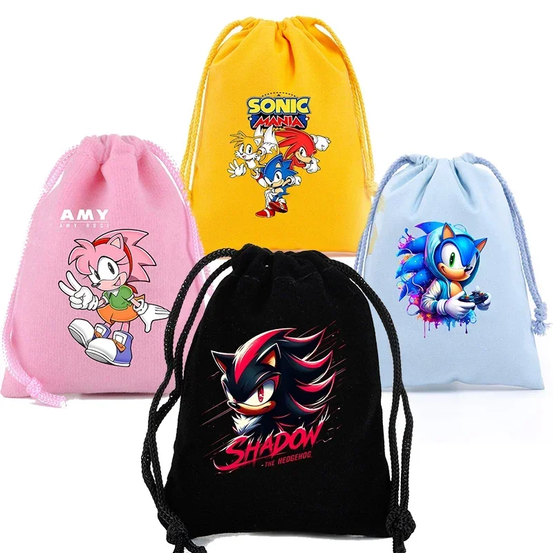 Bolsa de regalo con cordón sónico, bolsa de cosméticos con dibujos animados de Anime para niño, bolsa organizadora de almacenamiento portátil, bolsa de aseo con bolsillo de tela para regalo
