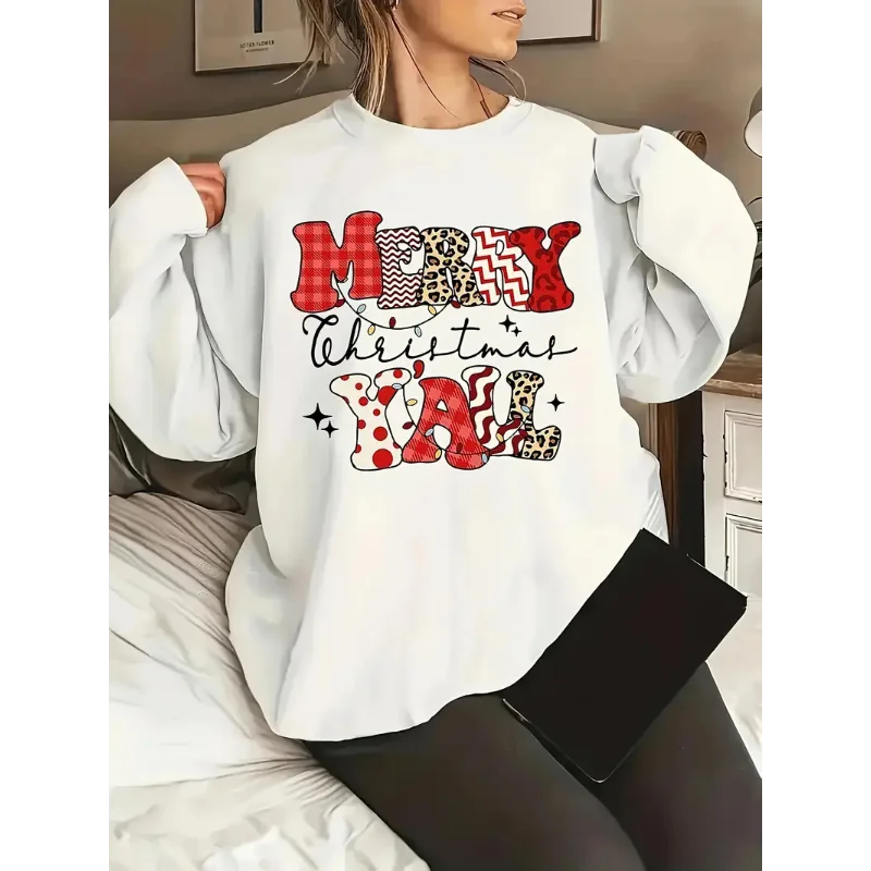 

Лидер продаж, рождественская теплая толстовка с круглым вырезом, модная, повседневная, ветрозащитная, уличная женская толстовка с длинными рукавами