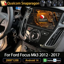 Android 14 Carplay Auto dla Ford Focus 3 Mk 3 2011-2015 Radio samochodowe Multimedialny stereofoniczny odtwarzacz wideo GPS NAVI 4G LTE 5G WIFI QLED