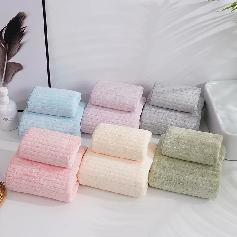 Thickened Coral Fleece Towel Set Soft Absorbent Beach Towel Gift Set Mother Daughter Bath Towels Home Textile Bathroom Access...