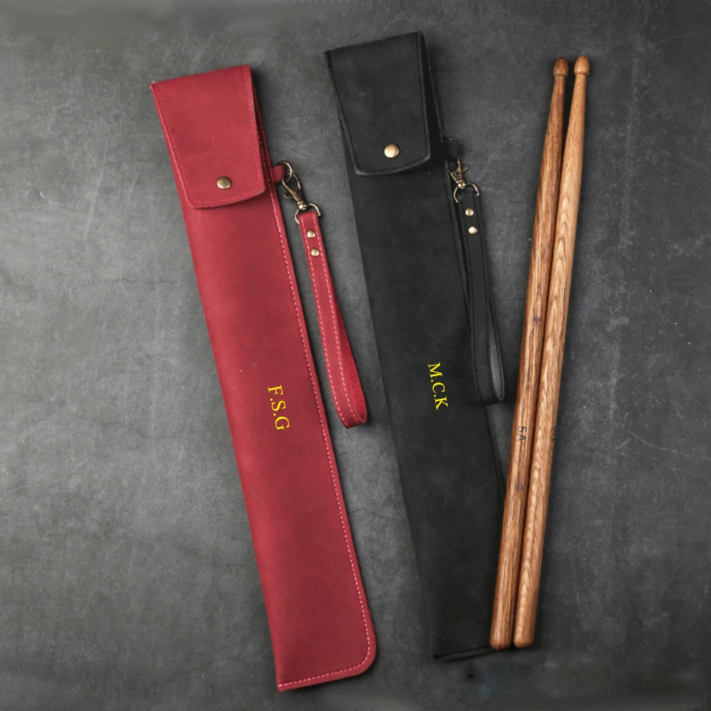 Leder Custom Name Luxus Drumstick Aufbewahrungstasche Gravieren Initialen Band Drum Stick Sleeve Tasche Großhandel Geschenk Wasserdichte Tasche – Detail 3