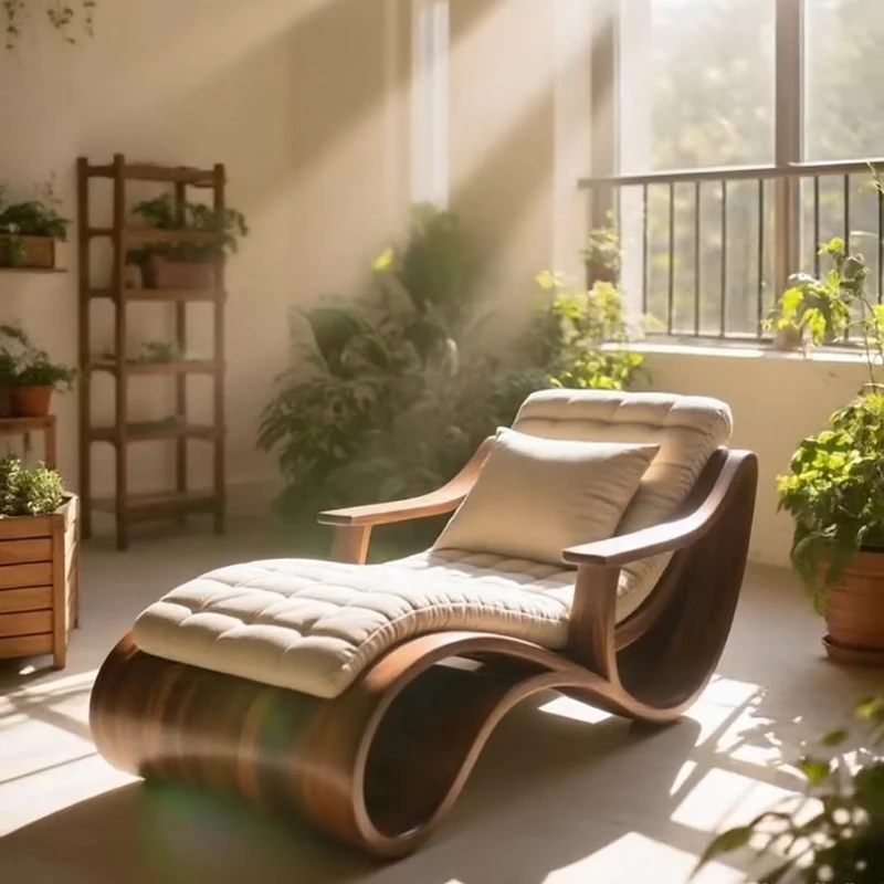 

New Chinese-style North American black walnut chaise longue Song-style aesthetic living room chaise longue solid wood leisure