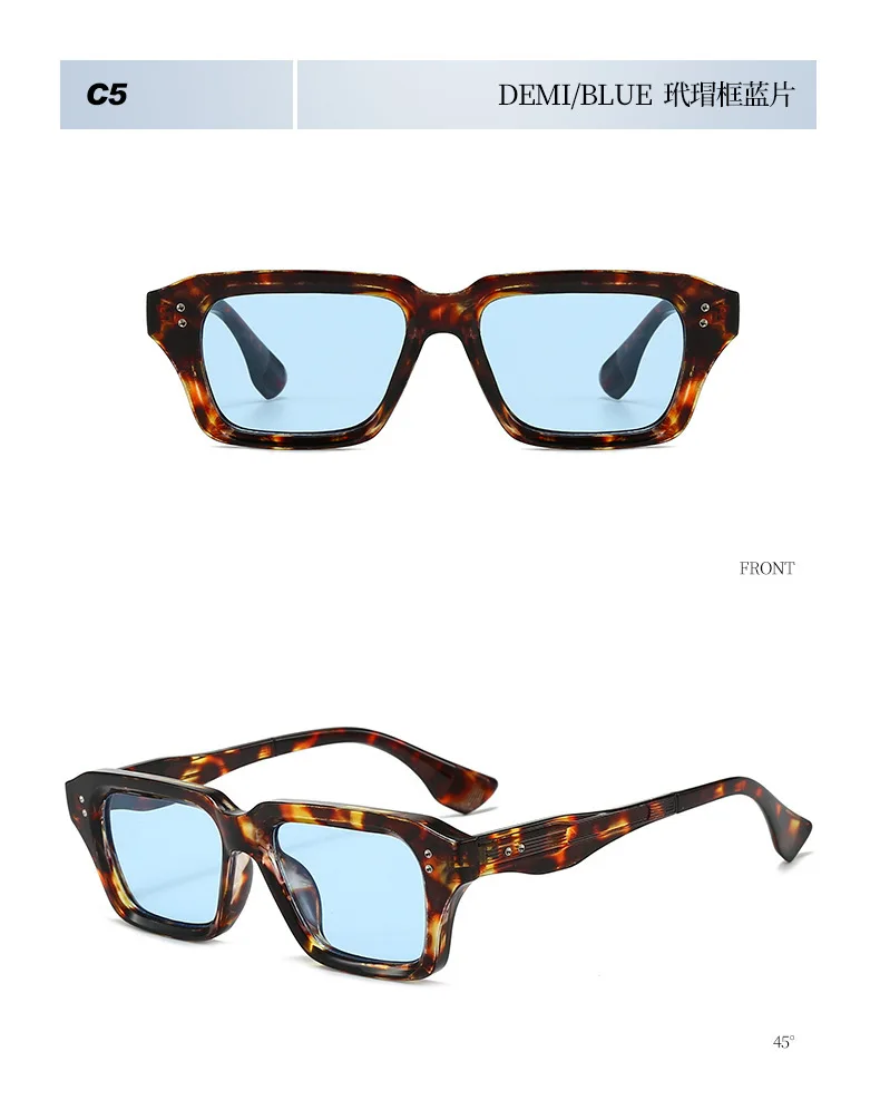 Luxus Vintage Nieten Schmücken Quadratischen Rahmen Sonnenbrille Frauen Männer Mode Designer Shades Sommer Reisen Stick Brillen UV400 – Detail 16