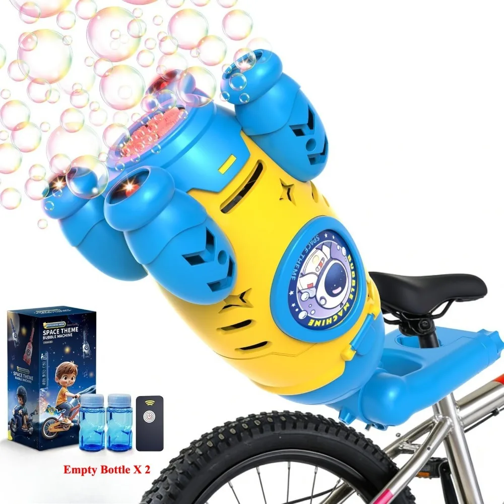 Tragbare Automatische Raketen-Seifenblasenmaschine für Hand- und Fahrradnutzung, Wiederaufladbarer Seifenblasenbläser mit Musik und Licht, Sommer-Outdoor-Spielzeug