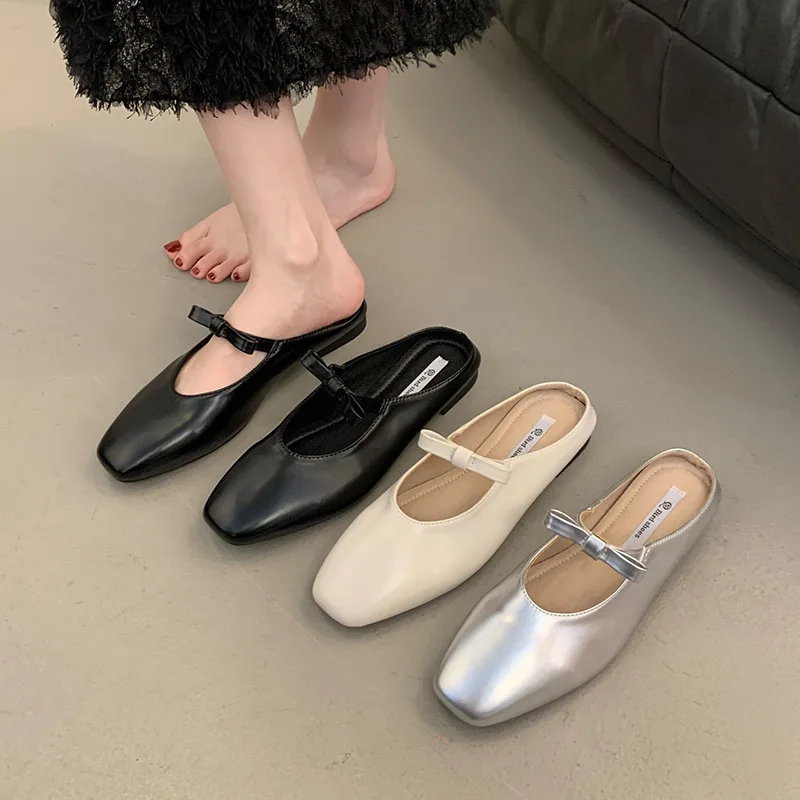 

New Fashion Designer Summer Women Mules Slipper Fashion Shallow Slip On Slides Ladies Elegant Soft Flats Sandalias Shoes