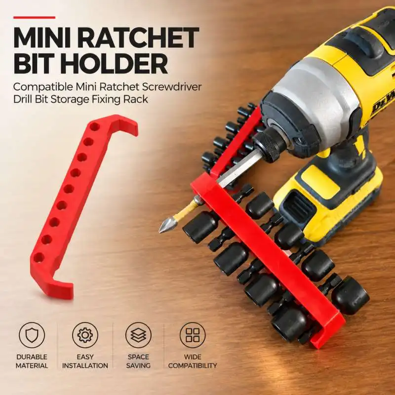 Mini Ratchet Bit Holder Compatible Mini Ratchet Screwdriver Drill Bit Storage Fixing Rack