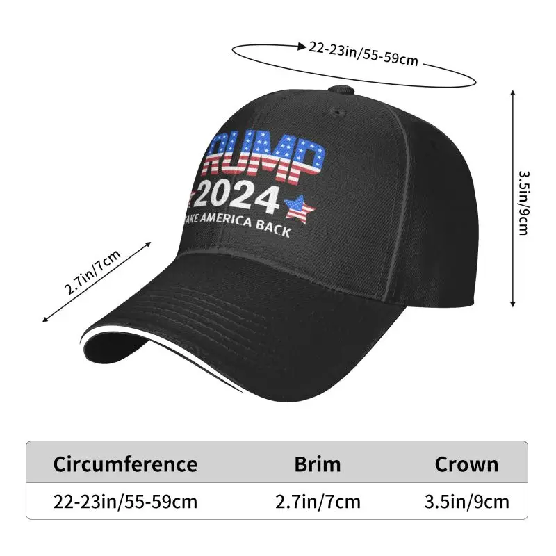 Custom Punk Trump 2024 Baseball Cap Men Women Breathable US America Back Dad Hat Performance