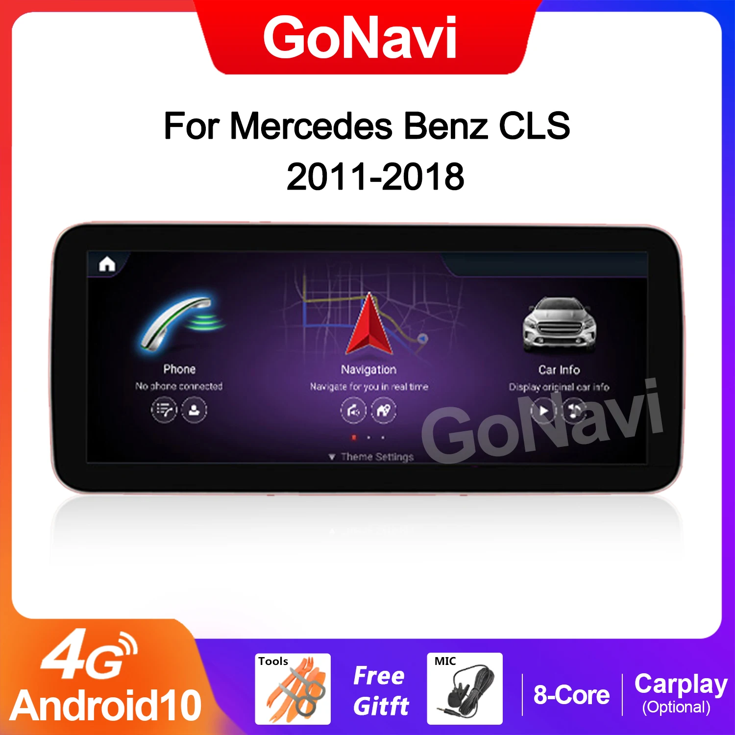 

GoNavi 8 Core Qualcomm Android Car Multimedia Stereo For Mercedes CLS W218 2011-2018 DSP Audio WIFI SIM GPS Navi Tablet Screen