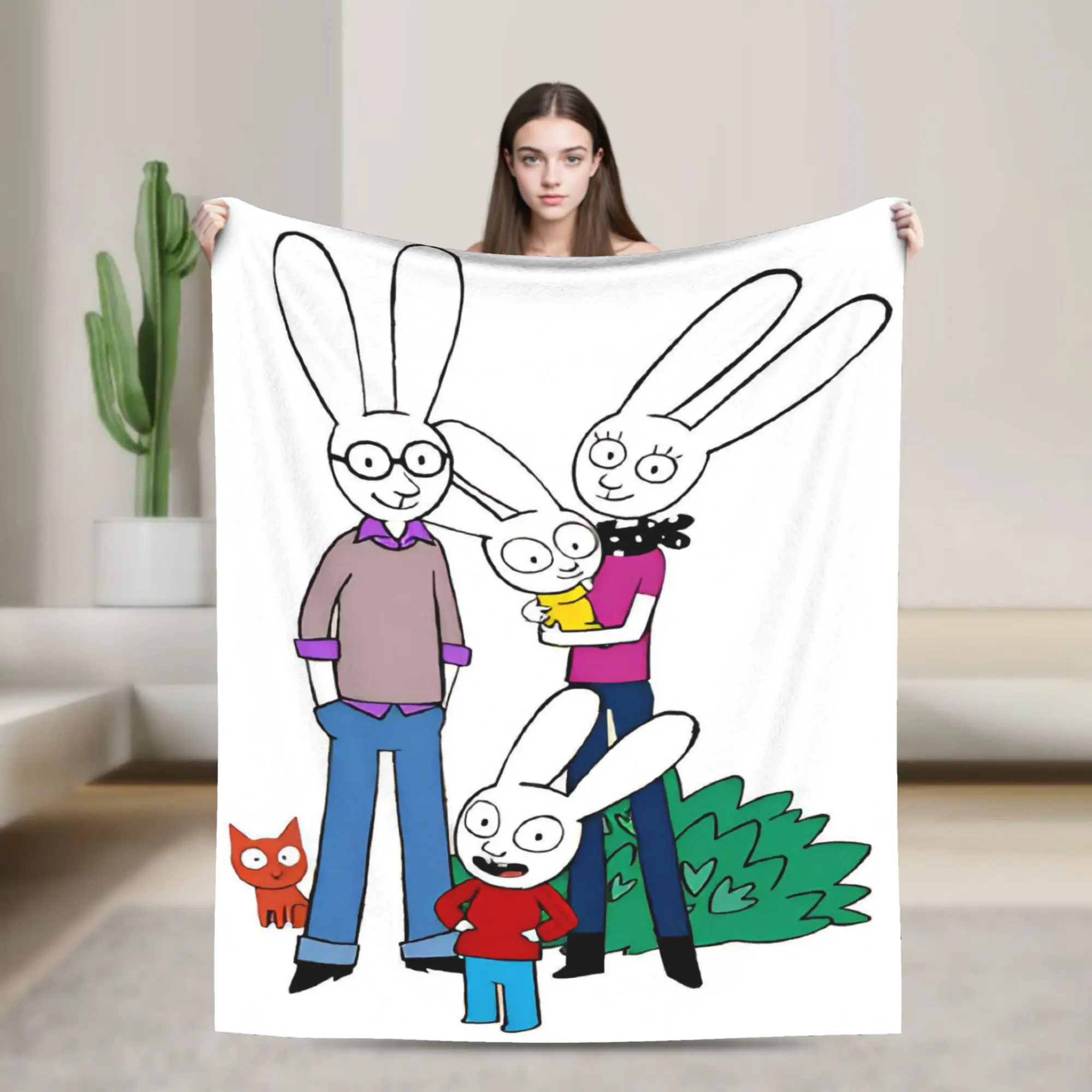 Stylish Simon Super Rabbit Blankets Super Soft Velvet  Relax Throw Blankets Machine Washable