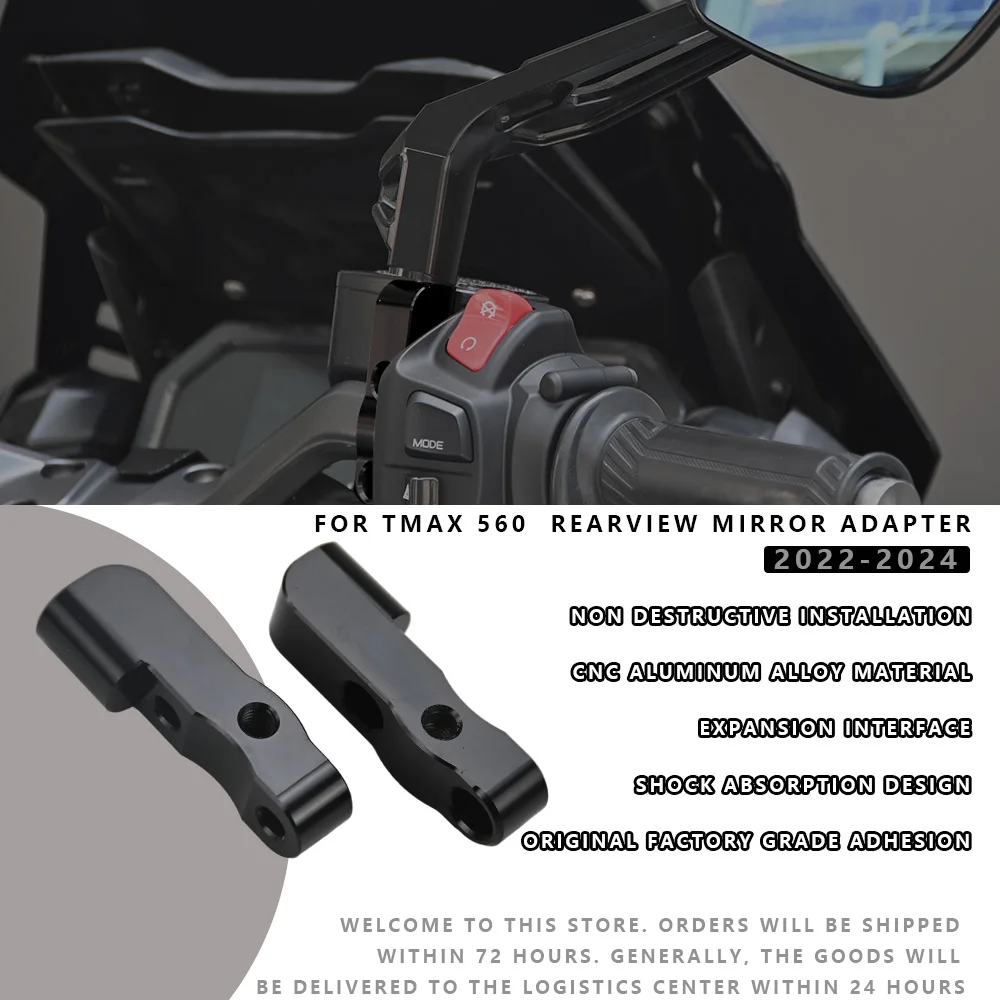 MTKRACING For YAMAHA TMAX 560 2022-2025 Motorcycle Mirrors Extension Riser Adapters Rear View Base Protaper Grips Pro Taper Grip