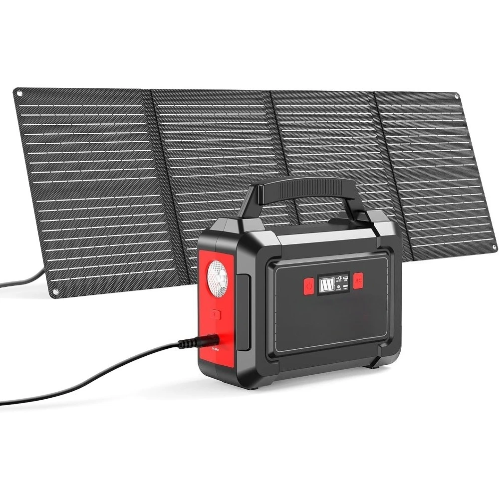 

Портативный солнечный генератор 296 Вт·ч с панелью 60 Вт и выходом переменного тока 300 Вт (чистая синусоида) для кемпинга, автодомов, экстренных ситуаций и дома. Доставка по США.