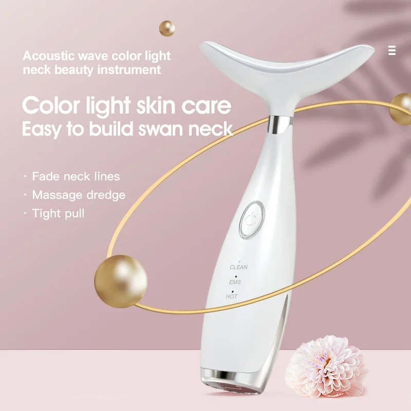 Rodillo masajeador Facial EMS, microcorriente LED, fotón, belleza para el cuello, masaje de Estiramiento Facial, arrugas del cuello, dispositivo eliminador de papada