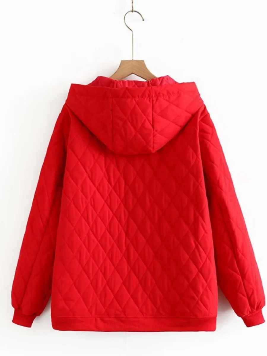 Women's Clothing Plus Size Quilting Coat Winter Fashion Keep Warm Jacket Simple Argyle Outwear