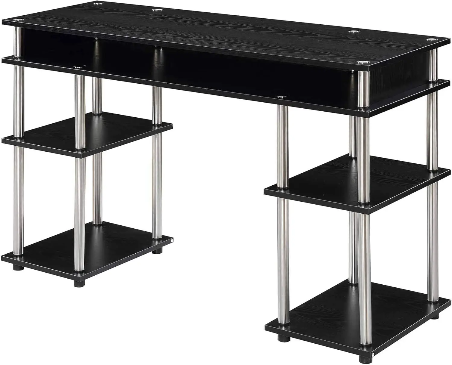 

Designs2Go No Tools Student Desk 47.25" - Contemporary Office, Dorm Room Desk and Vanity with Storage Shelves, Black