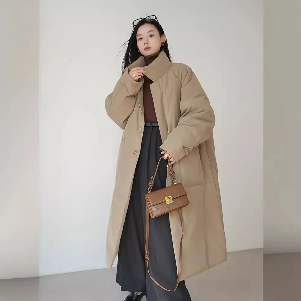 

Faionable Loose Cotton Jaet Women's Mid-Length Winter Coat Trendy Outerwear Comfortable Fit Polyester Fabric Long Sve