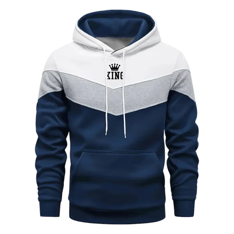 

Мужские толстовки с принтом King, повседневные трехцветные толстовки с капюшоном для фитнеса, спорта, бега, мужская одежда, цельные топы, брюки, осень-зима