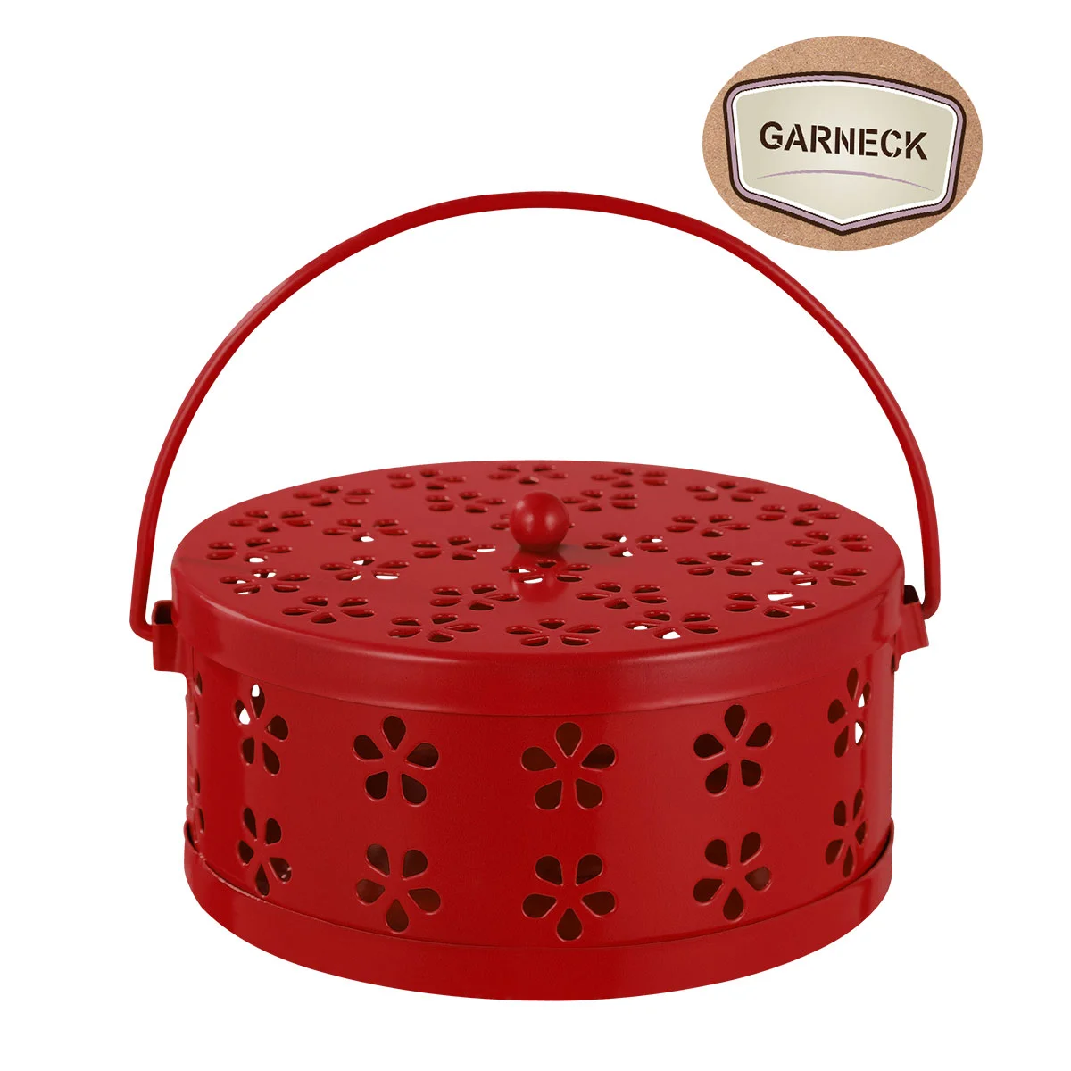 GARNECK Retro Fireproof Box with Handle Metal Hollow Out Holder Incense Burner Case (Red) holder box handle box