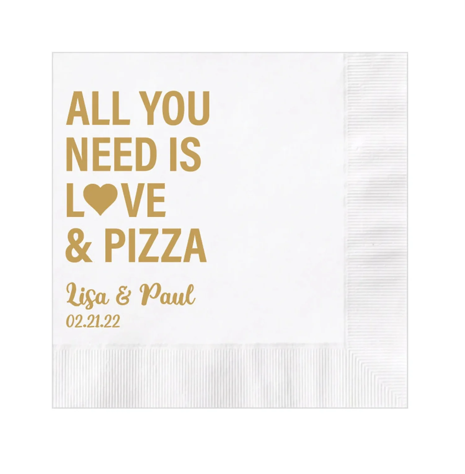 50pcs Personalized 3 Ply Wedding Napkins All You Need is Love and Pizza All Sizes Available Lots of Napkin Colors and Print Colo