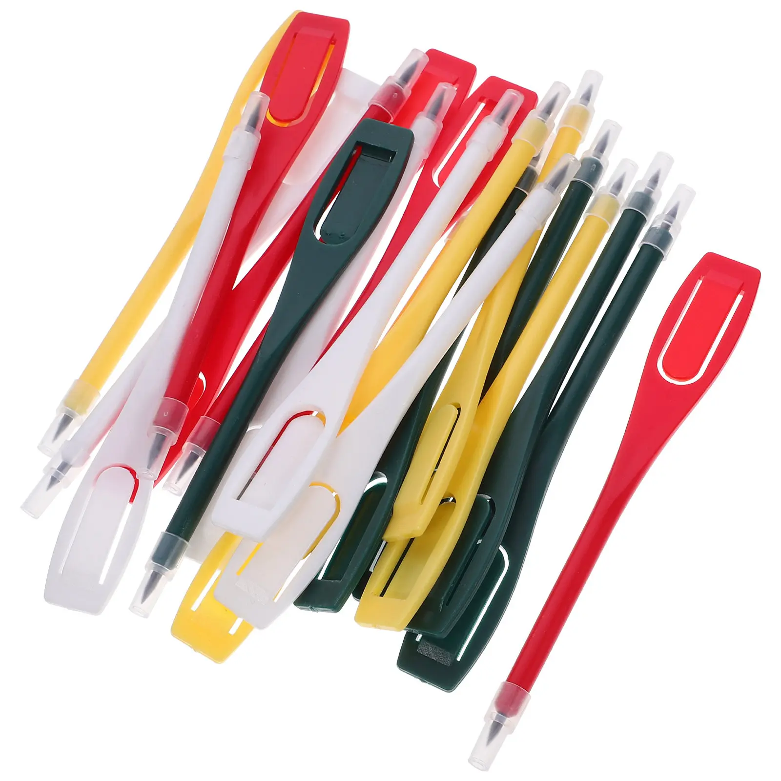 20Pcs Scoring Pencil Golf Marker Pen 4.4 Inch PP Construction Mixed Color Clip-on Design Tracking Club Cleaning