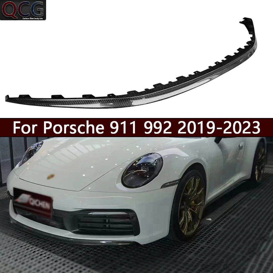 

For Porsche 911 992 2019-2023 Carbon Fiber Front lip Car Front Bumper Diverter Spoiler Diffuser chin Car Accessories body kit