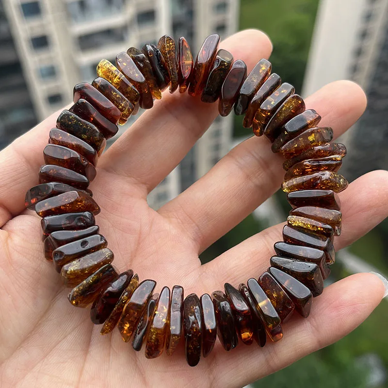 Yoowei 100% Echtes Bernstein-Armband für Unisex, Echte Schwarze Perlen, Unregelmäßiger Natürlicher Pflanzlicher Medizinischer Heilschmuck, Geschenk, Großhandel – Detail 3
