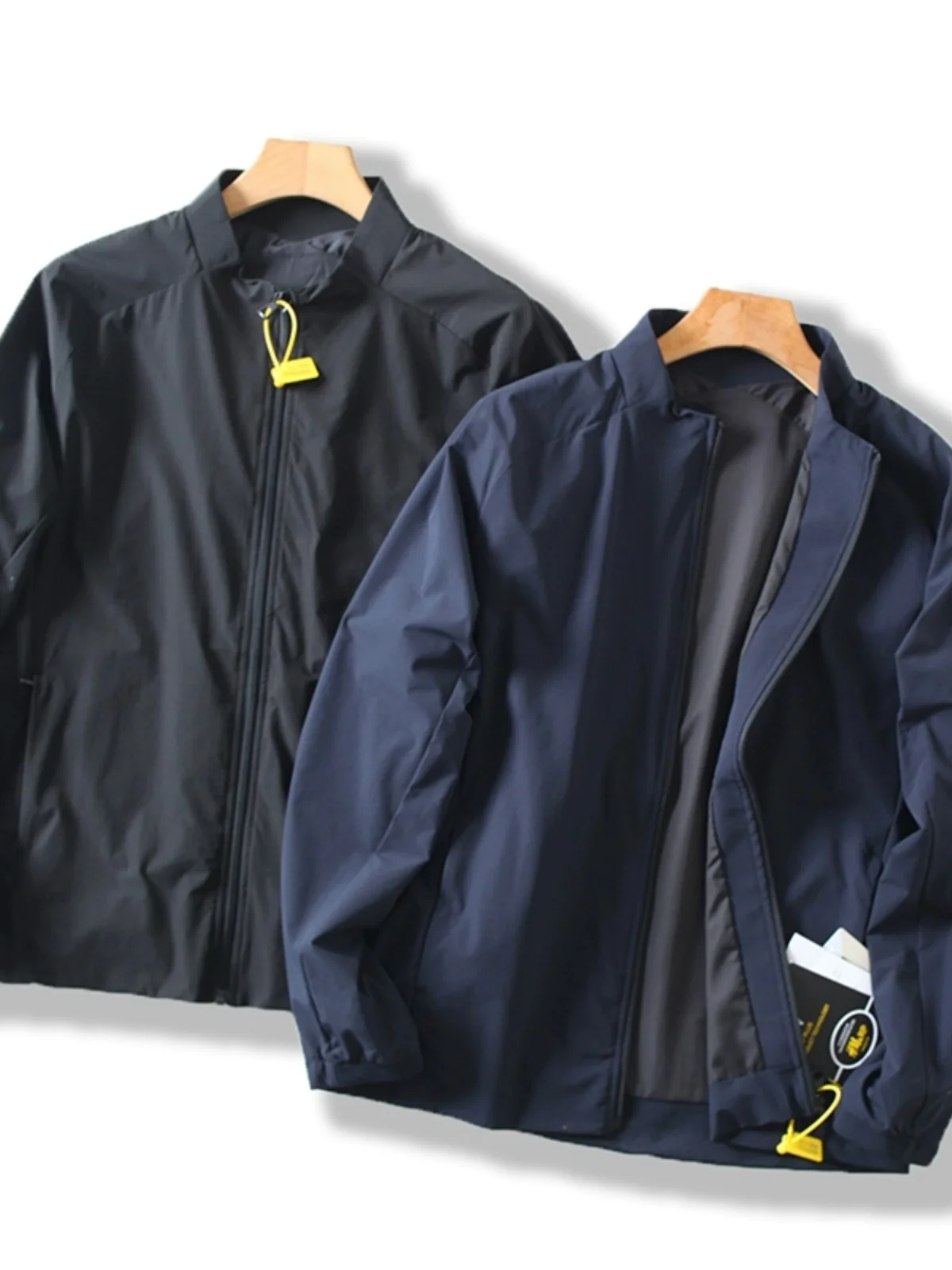 

Outdoor Men's Casual Elastic Jaet Spring Faion Urban Sle Long Sve Hooded Stand Fit Youth Outerwear