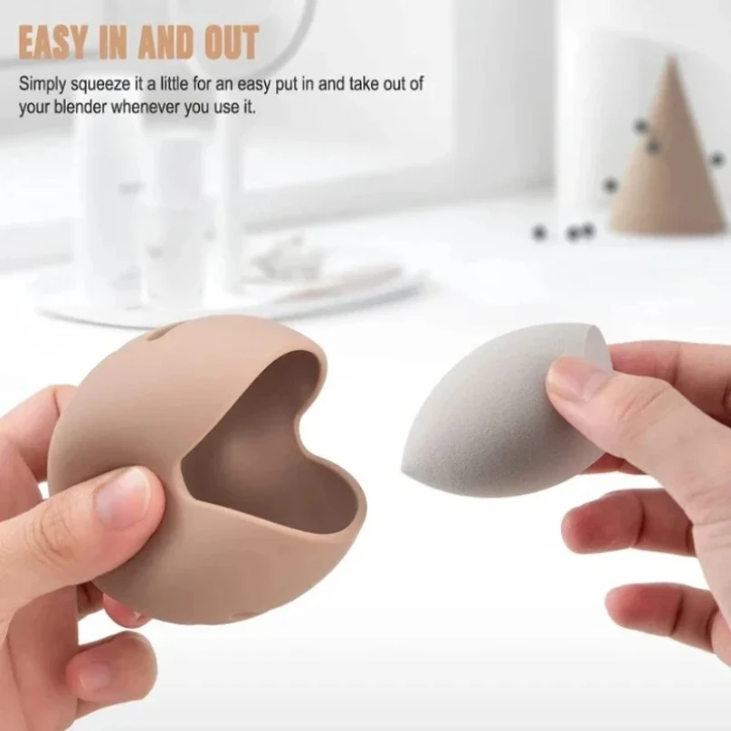 

1PC Makeup Sponge Holder Eco-Friendly Silicone Multi-hole Beauty Sponge Storage Case Travel Protable Cosmetic Puff Holder Box