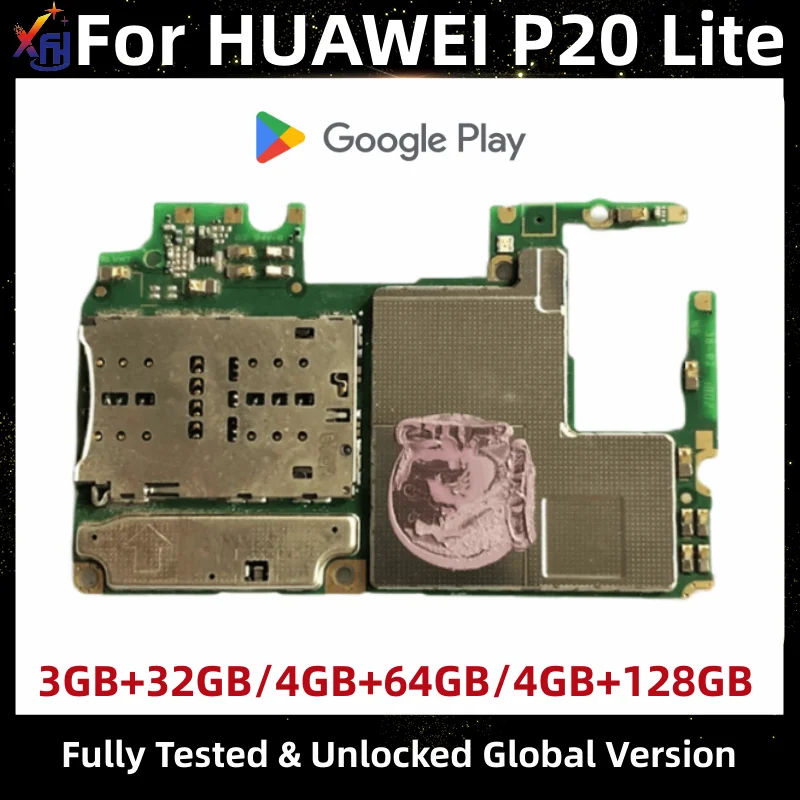 Motherboard for HUAWEI P20 Lite, Original Unlocked Mainboard, 64GB, 128GB ROM, with Google Play store Installed