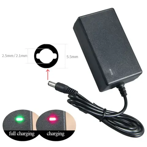 Caricabatteria al litio 12.6V 2A 21V 1A 18650 per chiave cacciavite 12V 18V Batteria agli ioni di litio DC 5.5mm * 2.1mm 2.5mm Ingresso