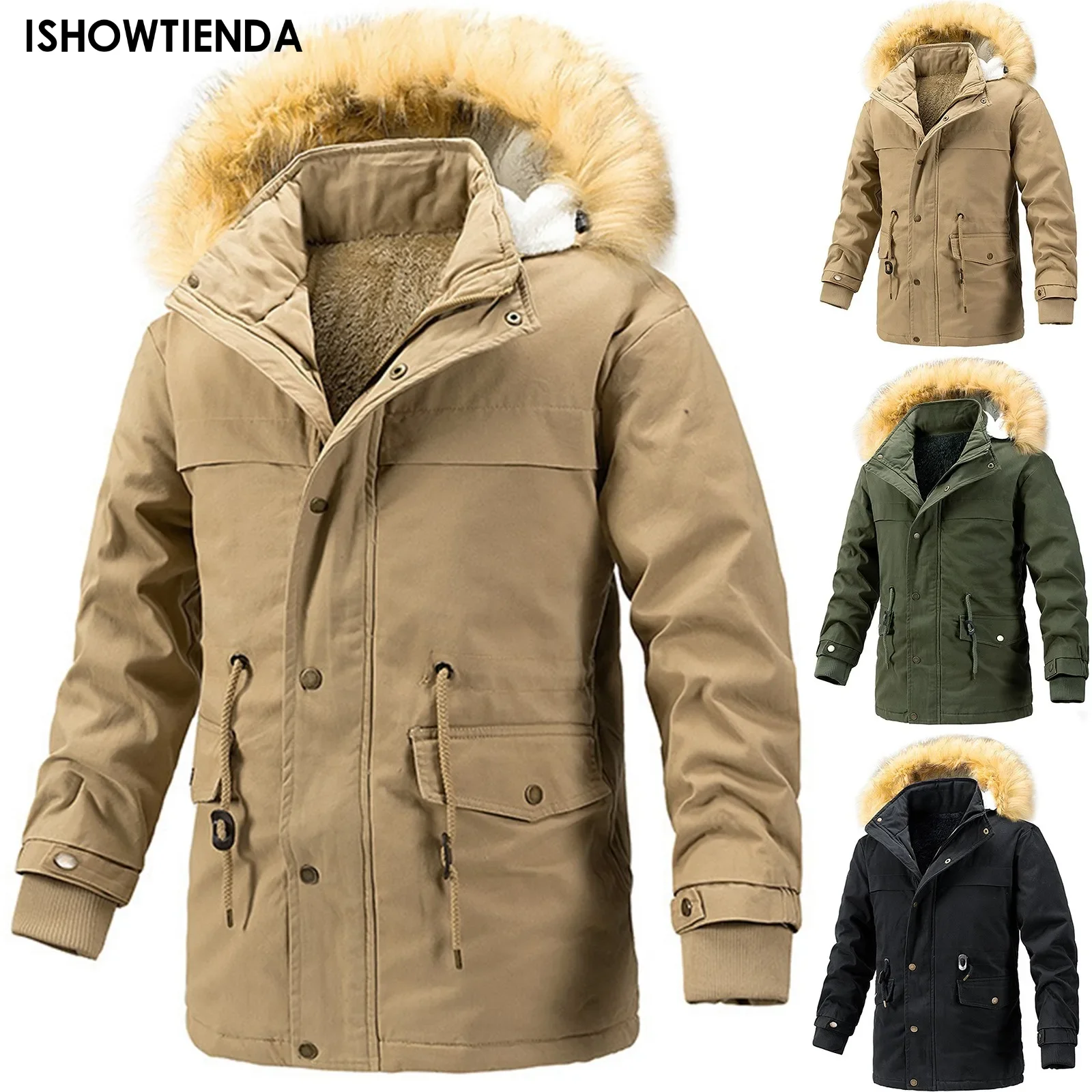 Men's Thicken Parkas Warm Winter Jacket Cashmere Fleece Coats Military Outdoor Cotton-padded Male Windbreaker Hooded Outwear