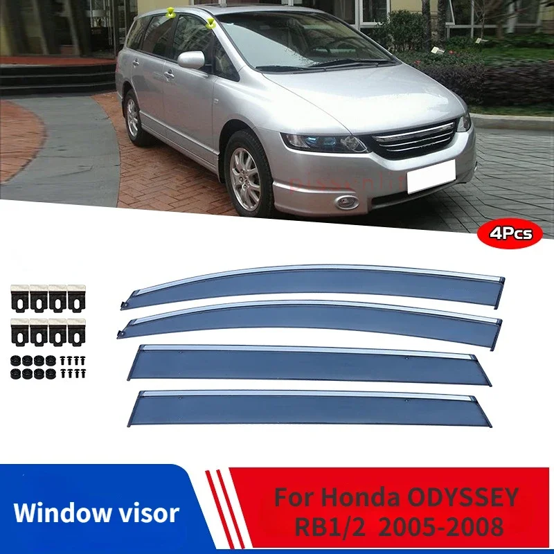 For Honda ODYSSEY RB1/2 2005-2008 Window Rain Guards Visor Trim Chrome Accessories Window Weather Guard Door Visor Vent Shades