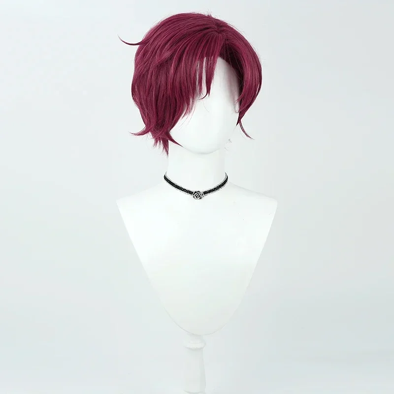 Tendo Amahiko Cosplay Pruik Charisma House Bordeauxrood Kort Hittebestendig Synthetisch Haar Voor Halloween Kostuum Party Rollenspel